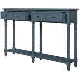 Console Table Sofa Table Easy Assembly with Two Storage Drawers and Bottom Shelf for Living Room, 02754003