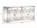 Black Farmhouse Buffet Cabinet, Kitchen Storage Sideboard with Barn Style Doors, Drawers and 34135946