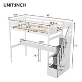 ZNTS Twin Size Loft Bed with Storage Staircase and Built-in Desk, White 91750242