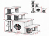 Adjustable Cat Stairs with Scratching Post & Toy Ball, 3/4-Step Design, for Bed & Sofa 90266007