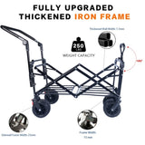 Foldable Wagon with Removable Canopy & Cooler Bag - Heavy Duty Collapsible Wagon Utility Cart with 81596232