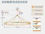 63.8 INCH 36-Light Extra Large Wagon Wheel Chandelier, Gold Farmhouse Round Wheel Chandelier Light W5008P543830