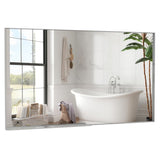 60*36" Oversized Modern Rectangle Bathroom Mirror with Silver Frame Decorative Large Wall Mirrors W708140625