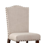 Classic Cream Upholstered Cushion Chairs Set of 2pc Counter Height Dining Chair Nailheads Solid wood B011P148642