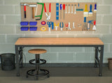 60" Adjustable Height Workbench, Rubber Wood Top Heavy duty Workstation with Power Outlets, over 85826849