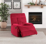 Reclining Chair Red Velvet Upholstery Square Tufted Back Pillowtop Arms Solid Wood Furniture Modern B011P182496