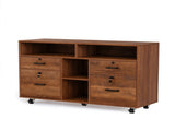 Wooden Filing Cabinet, 4 Drawers, Walnut, P2 Particle Board with Melamine Facing 39071771