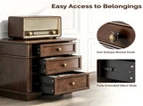 () Vintage-Style 3-Drawer Nightstand with Power Outlet 24*16.14*26.38in P2 MDF 26434829