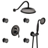 Single-Handle 4-Spray Patterns Bathroom Rain Shower Faucet with Body Jet Handshower in Matte Black W1219133592