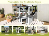 4 Tiers Outdoor Cat House Weatherproof Cat Tree Tower with Waterproof Roof and 2 Doors , Feral Cat 21197989