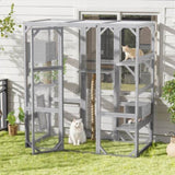 Outdoor Cat House, DIY Cat Enclosure, Cat Catio with Double Enter Doors, 62.8"L x 32.2"W x68.5"H N719P283198E