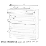 ON-TREND Slim Entryway Organizer with 2 Flip Drawers, Tempered Glass Top Shoe WF303589AAB