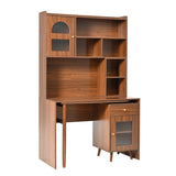 Computer Desk with 90 Degree Rotating Desktop, 43x70 Inch Office Desk with Storage Drawer and N733P279101D