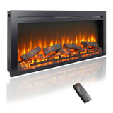 ZNTS 44 inch wall recessed electric fireplace with remote and Imitation Flame , LED light heater W1769P171420