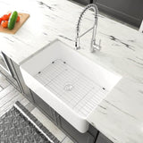 33" L X 20" W Single Basin Ceramic Farmhouse Kitchen Sink with Basket Strainer JY3320