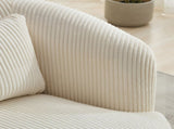 34.25 "Wide Upholstered Corduroy Metal Base 360&deg Swivel Barrel Soft Chair with Pillow, for Club, 21007779