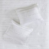 5 Piece Microfiber Ruffled Comforter Set White Queen B03596865