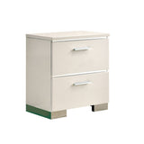 Contemporary 1pc Nightstand White Color High Gloss Lacquer Coating Chrome Handles and Feet Bedside B011P156646