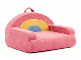 Kids Armchair Toddler Reading Sofa, Full Compression, Teddy Velvet Cute Red Rainbow Shape Kids Sofa 70138544