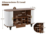 39" Fluted Liquor & Coffee Bar with 6 Wine Racks and 3 Glass Holders, Mid-Century Modern Bar 89790061