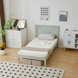 Twin Size Solid Wood Platform Bed Frame with Headboard Gray Wash 79929516