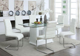 ZNTS Contemporary White Padded Leatherette 2pc Side Chairs Set of 2 Chairs Kitchen Dining Room Metal B01158418