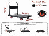450lbs Capacity Folding Hand Truck, Heavy Duty Steel Utility Rolling Cart, Portable Moving Hand 75415015