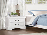 Traditional Design White Finish Nightstand 1pc Antique Drop Handles Drawers Bed Side Table Bedroom B01149269