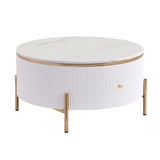 Modern Round Coffee Table with 2 large Drawers Storage Accent Table N735P211280K