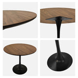 31.5" Walnut color Round Dining Table, Tulip Table Kitchen Dining Table 2-4 People with MDF Table W2189P303505