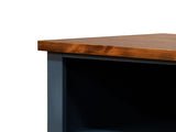 72 inch high 5-shelf Bookcase, No Assembly Required, Blue Denim and Whiskey Finish B108P160180