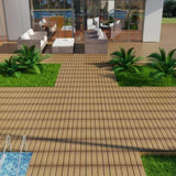Patio Floor Tiles Pack of 11 WPC Wood-Plastic Composite Patio Deck Tiles DIY Interlocking Decking W206P201283