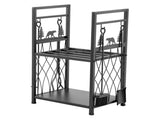 Indoor Firewood Rack, 1.3 ft 2-Tier Log Holder with Fireplace Tools, Includes Brush, Shovel, Poker, 03867713