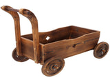 Wooden Wagon Box, Mobile Garden with 4 Wheels, Handle, Drain Hole, Decorative Flower 32362630