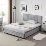 Upholstered Queen Platform Storage Bed Frame with 4 Drawers, Adjustable Headboard with Button Tufted 45724648