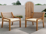 OUTDOOR DINING CHAIR -Acacia Wood & Wicker with Cream Cushion Patio Furniture-Teak finish & wicke N770P272397G