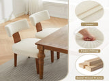 064-Set of 2 Linen Fabric Modern Armless Dining Chairs With Curved backrest and Solid Wooden Legs 98421973