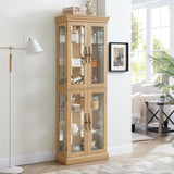 Lighted Glass Curio Display Cabinet,Display Cabinet,Glass Storage Cabinet Glass Wine cabinet Wood W2275P199811