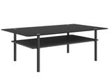 Modern Rectangular Glass Coffee Table with Tempered Glass Top and Wood Shelf, 38.6-Inch 77397661