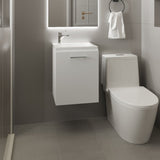 Saju Floating, Wide One-Door Cabinet Vanity, With Resin Sink And One Shelf, Bathroom Storage, White B200P335387