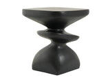 Black Abstract Tiered MGO Side Table, Sculptural Irregular Accent End Table, Pre-Assembled Non-KD, N770P473002B