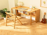 Bamboo Folding Desk, Space-Saving Computer Desk for Small Spaces, Foldable Study Table for Bedroom, 40986304