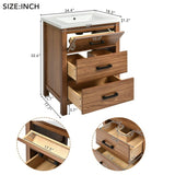 24'' Bathroom Vanity with Ceramic Basin Sink, Modern Bathroom Storage Cabinet with 3 Drawers, N710P243315P