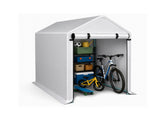 6x10 FT Storage Shed with 2 Roll-up Windows, Heavy Duty Bike Tent 13400346