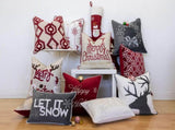 Let It Snow Embroidered Cotton Throw Pillow 20x20" Gray Winter Accent Cushion with Insert Set of 4 B357P609252