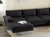 280*130*85 U-Shaped 4-Seat Linen Seat Frame Wooden Frame Back Iron Frame Golden Feet Indoor Modular 08465381