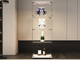 LED lights Glass Display Cabinet 4 Shelves with Door, Floor Standing Curio Bookshelf for Living Room W1806P197870