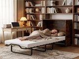 Rustic Brown Mobile Murphy Bed Cabinet 86.5" x 34" x 41.5" with Lockable Wheels, Space Saving 45092662