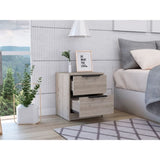 Kaia Nightstand , End Table, Side Table Two Drawers, Metal Handle -Light Gray B07091875