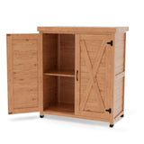 Potting Bench with Storage Cabinet and Metal Table Top for Outdoor Patio,Outdoor Work Station Table W1390P189992